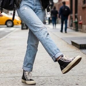 RE/DONE 90’’s High-Top Canvas Sneakers Black/Cream Size 7.5 (see measurements)